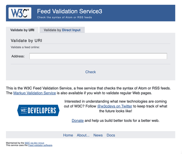 W3C Feed Validation Service 웹페이지